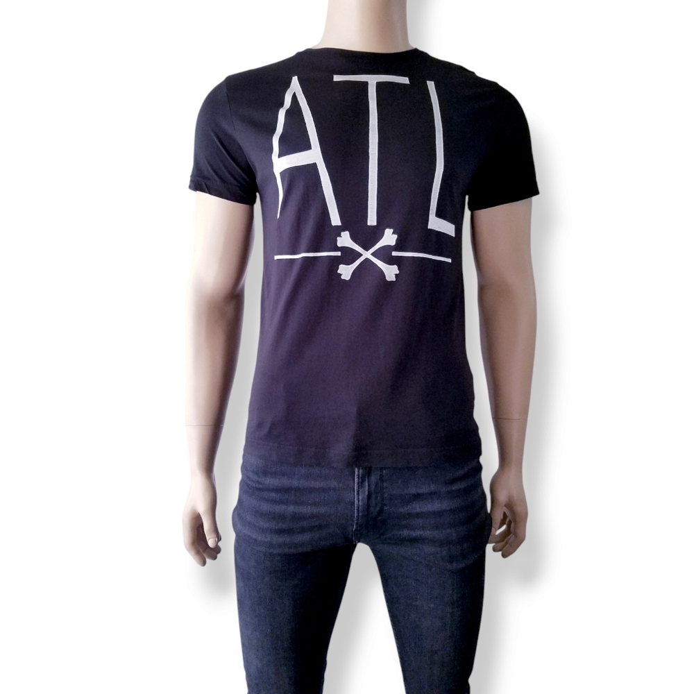 H&M "ATL" Crossbones Black & White Short Sleeve Print Tee